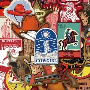 50 Western Cowgirl Stickers Cowboy Rodeo Horses Bull Boot Hat Sheriff